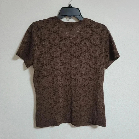 Karen Kane Brown Lace Floral Top - Picture 2 of 3